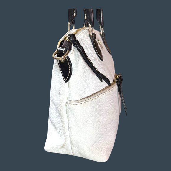 Dooney & Bourke Textured Leather Satchel White Handbag Top Handle Crossbody READ - Picture 10 of 15